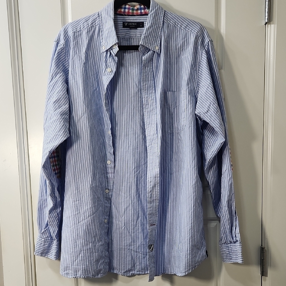Daniel Cremieux Classics Light Blue Striped Button Down Shirt Size Medium